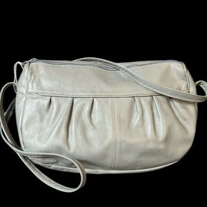 Vintage Gray Leather Cantessa Shoulder Bag